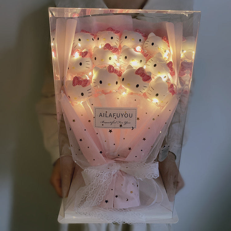 情人節禮物 生日禮物 超特別可愛卡通公仔花束LED透明禮盒（需要其他款式可聯繫客服購買）