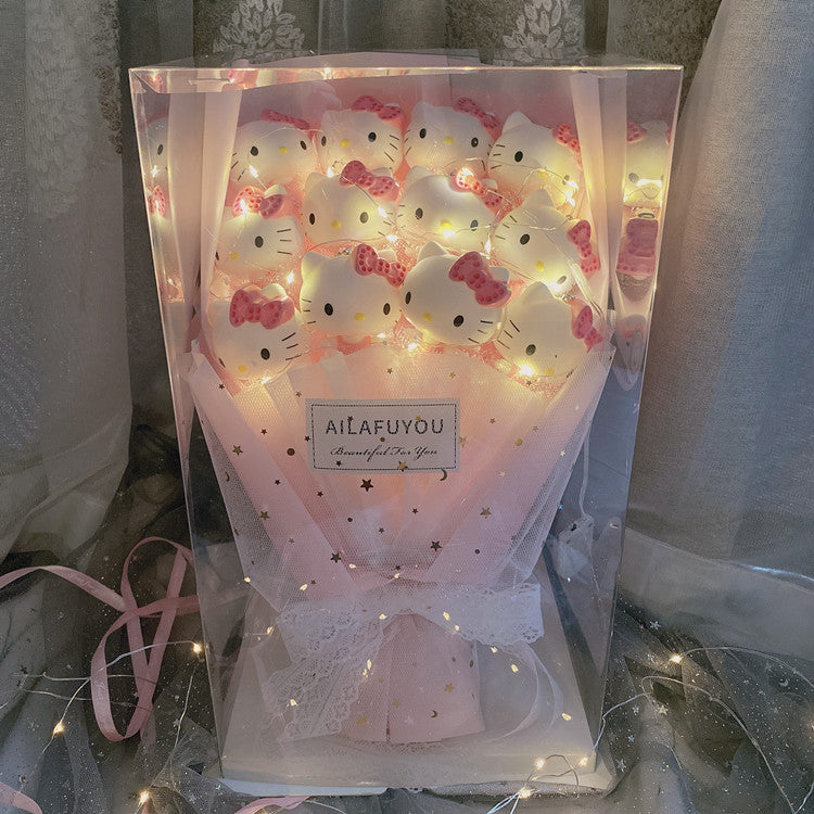 情人節禮物 生日禮物 超特別可愛卡通公仔花束LED透明禮盒（需要其他款式可聯繫客服購買）