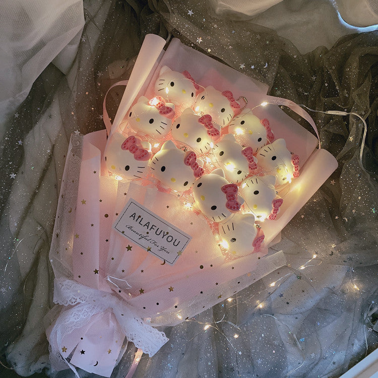 情人節禮物 生日禮物 超特別可愛卡通公仔花束LED透明禮盒（需要其他款式可聯繫客服購買）