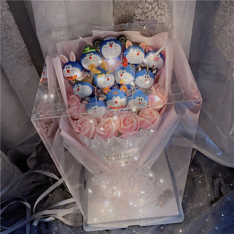 情人節禮物 生日禮物 超特別可愛卡通公仔花束LED透明禮盒（需要其他款式可聯繫客服購買）