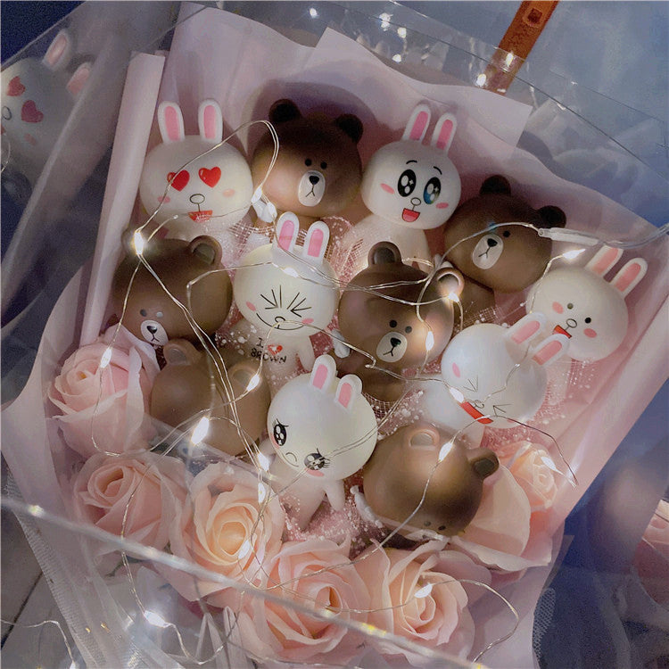 情人節禮物 生日禮物 超特別可愛卡通公仔花束LED透明禮盒（需要其他款式可聯繫客服購買）