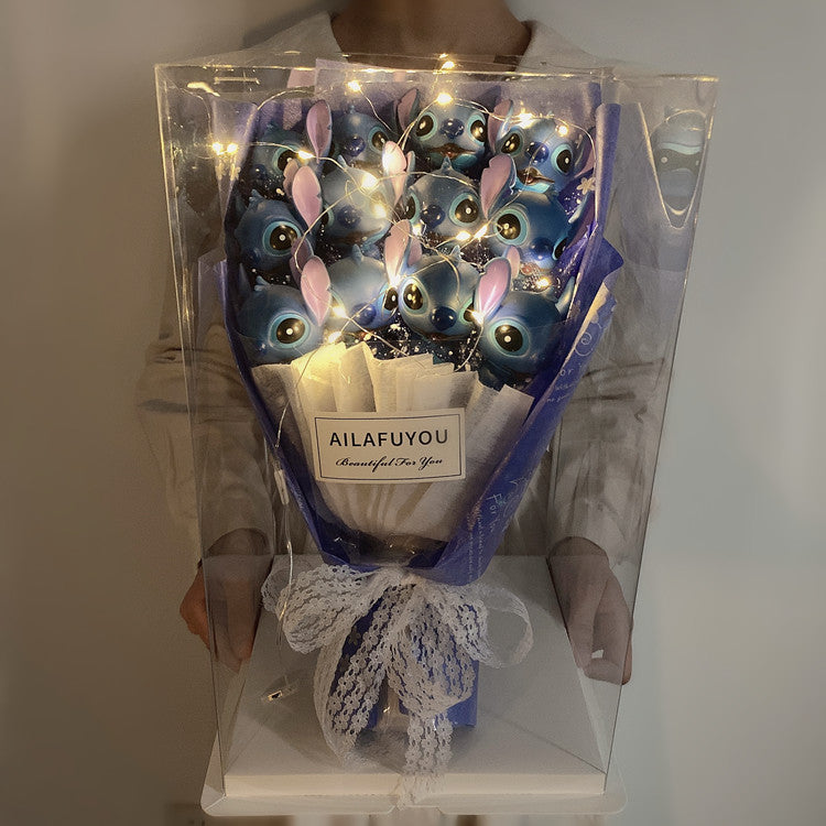 情人節禮物 生日禮物 超特別可愛卡通公仔花束LED透明禮盒（需要其他款式可聯繫客服購買）